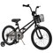 Black Metal Kids Bike with Dual Brakes and Basket, Training Wheels